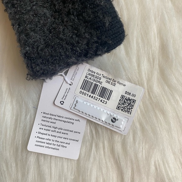 Lululemon Women's Ombre Knit Textured Ear Warmer Black/Graphite Grey New - Picture 3 of 4